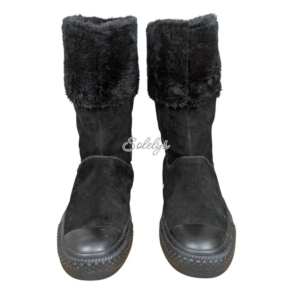 Converse CTAS 2011 Andover XHI Calf High Black Suede Leather Foldover Boot 7 - Picture 2 of 10